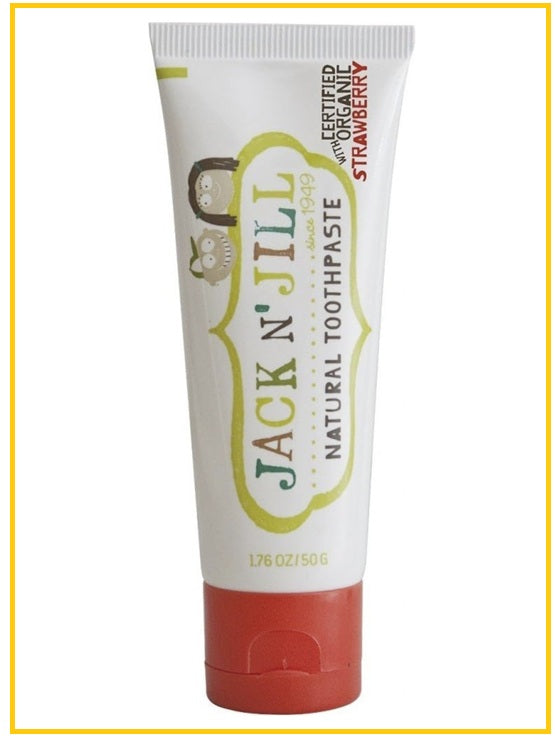 JACK AND JILL Natural Organic Kids Strawberry Flavored Toothpaste (Red) NATURAL FLUORIDE FREE TOOTHPASTE 40% XYLITOL BPA FREE STRAWBERRY 50g