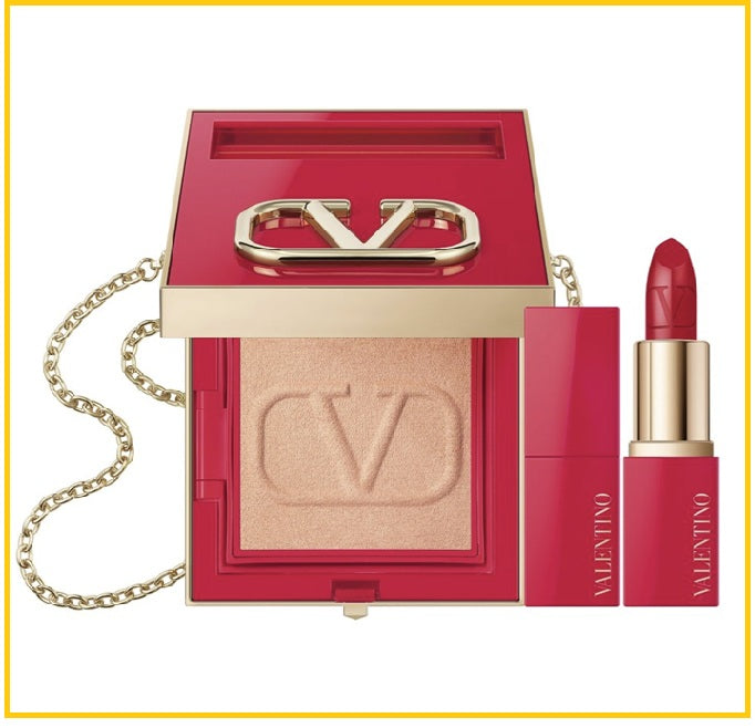 VALENTINO GO-CLUTCH GLOW COMPACT POWDER #02 + LIPSTICK DUO SET