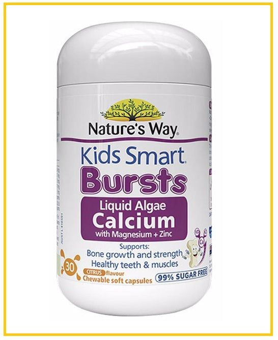 NATURE'S WAY Kids Smart Bursts Liquid Algae Calcium with Magnesium + Zinc 50 Capsules