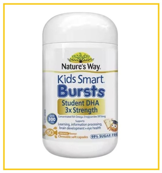 NATURE'S WAY Kids Smart DHA 300mg Triple Strength 50 Chewable Burstlets
