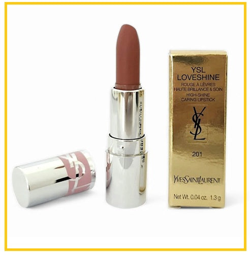 YVES SAINT LAURENT 聖羅蘭粉紅銀管口紅唇膏小樣 YSL LOVESHINE HIGH SHINE CARING LIPSTICK #201 ROSEWOOD BLUSH 1.3G