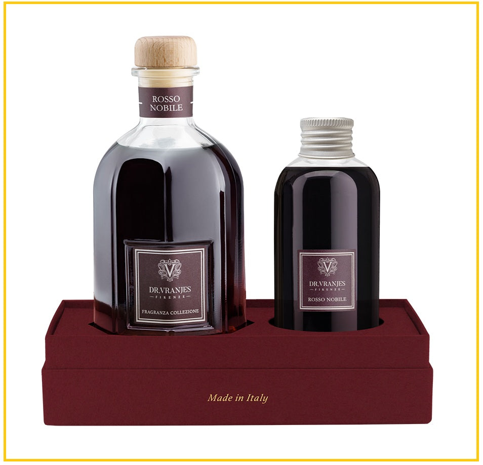 DR.VRANJES 馥意世紅酒貴族無火藤條香薰套裝 ROSSO NOBILE DIFFUSER AND REFILL GIFT BOX DUO SET