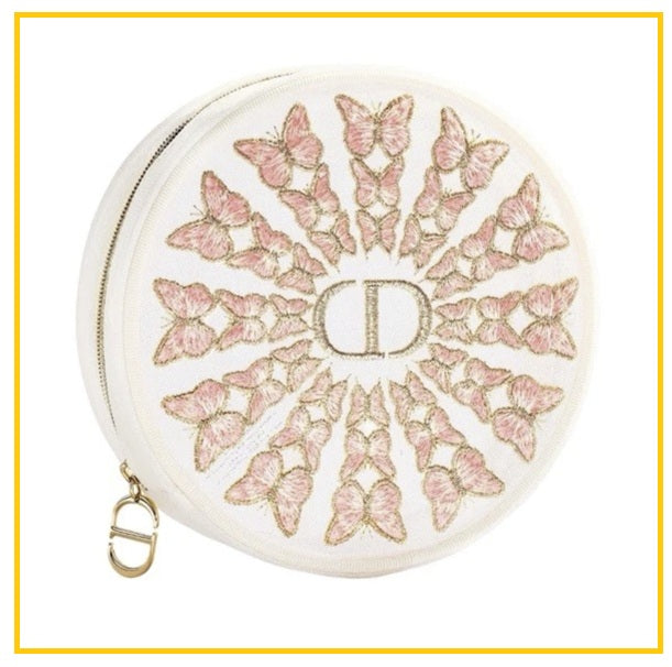 DIOR Embroidered Butterfly Mesh Makeup Bag Cosmetic Pouch