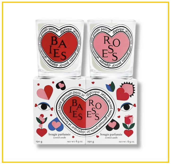 DIPTYQUE 蒂普提克限定版香燻蠟燭二件套裝 SCENTED CANDLES BAIES & ROSE DUO SET LIMITED EDITION 190G X2