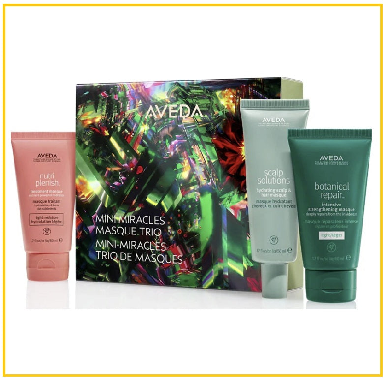 AVEDA Hair Mask Set (HOLIDAY MINI MIRACLES MASQUE TRIO CHRISTMAS HAIR GIFT DUO SET 50ML x3)