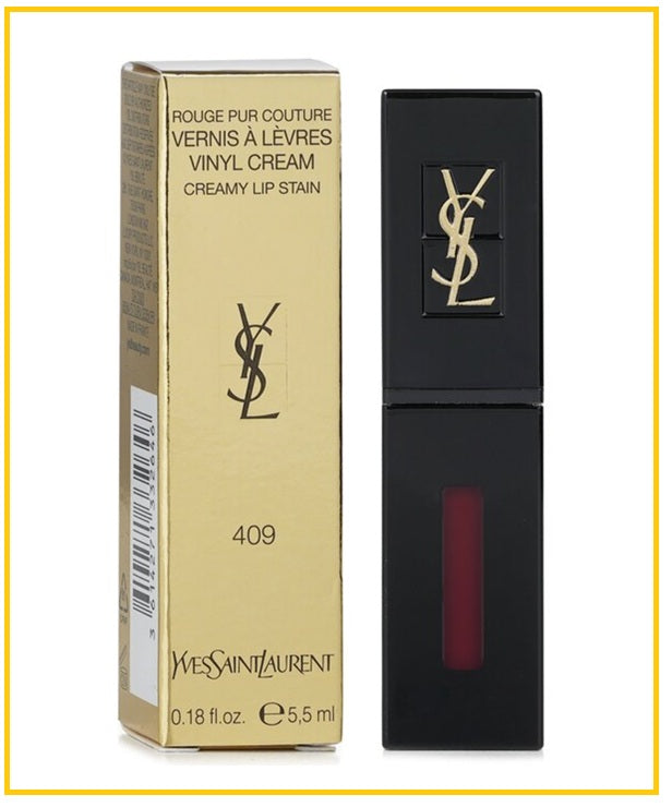YVES SAINT LAURENT 聖羅蘭奢華緞面漆光黑管唇釉 YSL VERNIS A LEVRES ROUGE PUR COUTURE LIP CREAM #409 / #441 5.5ML