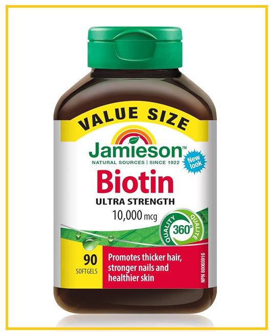 JAMIESON Ultra Strength Biotin 10000 MCG 90 Softgels