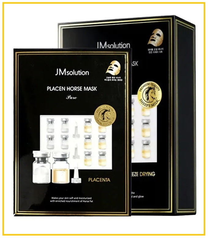 JMSOLUTION 肌司研胎盤素凍乾面膜10片 PLACEN HORSE MASK PURE 10 SHEETS