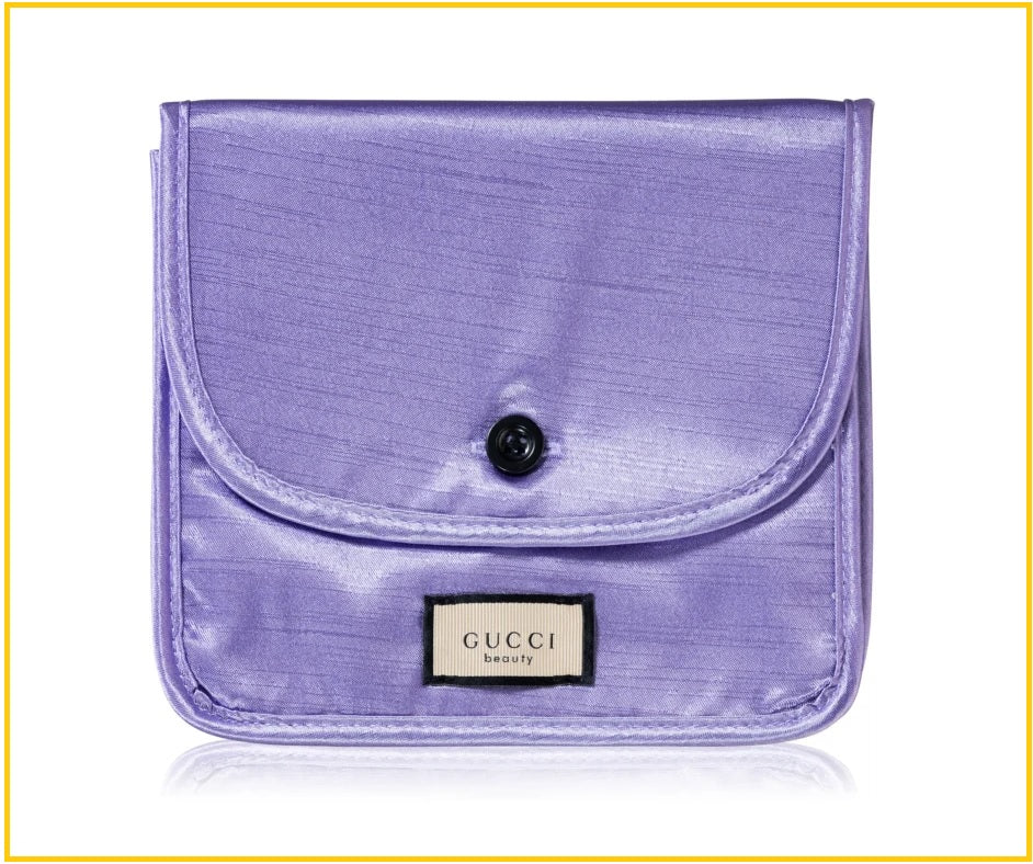 GUCCI BEAUTY PURPLE LILAC MAKEUP PURSE CLUTCH BUTTON CLOSURE POUCH BAG