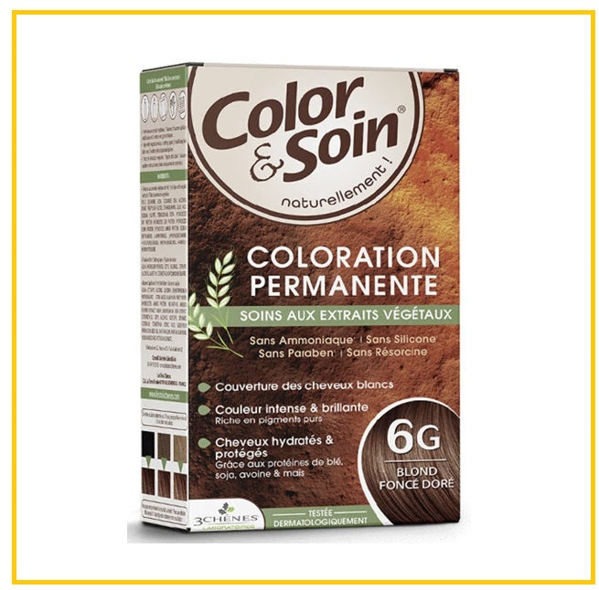 3CHENES 三橡樹植物染髮劑暗金黃色 COLOR & SOIN HAIR COLOUR 6G GOLDEN DARK BLOND 135ML