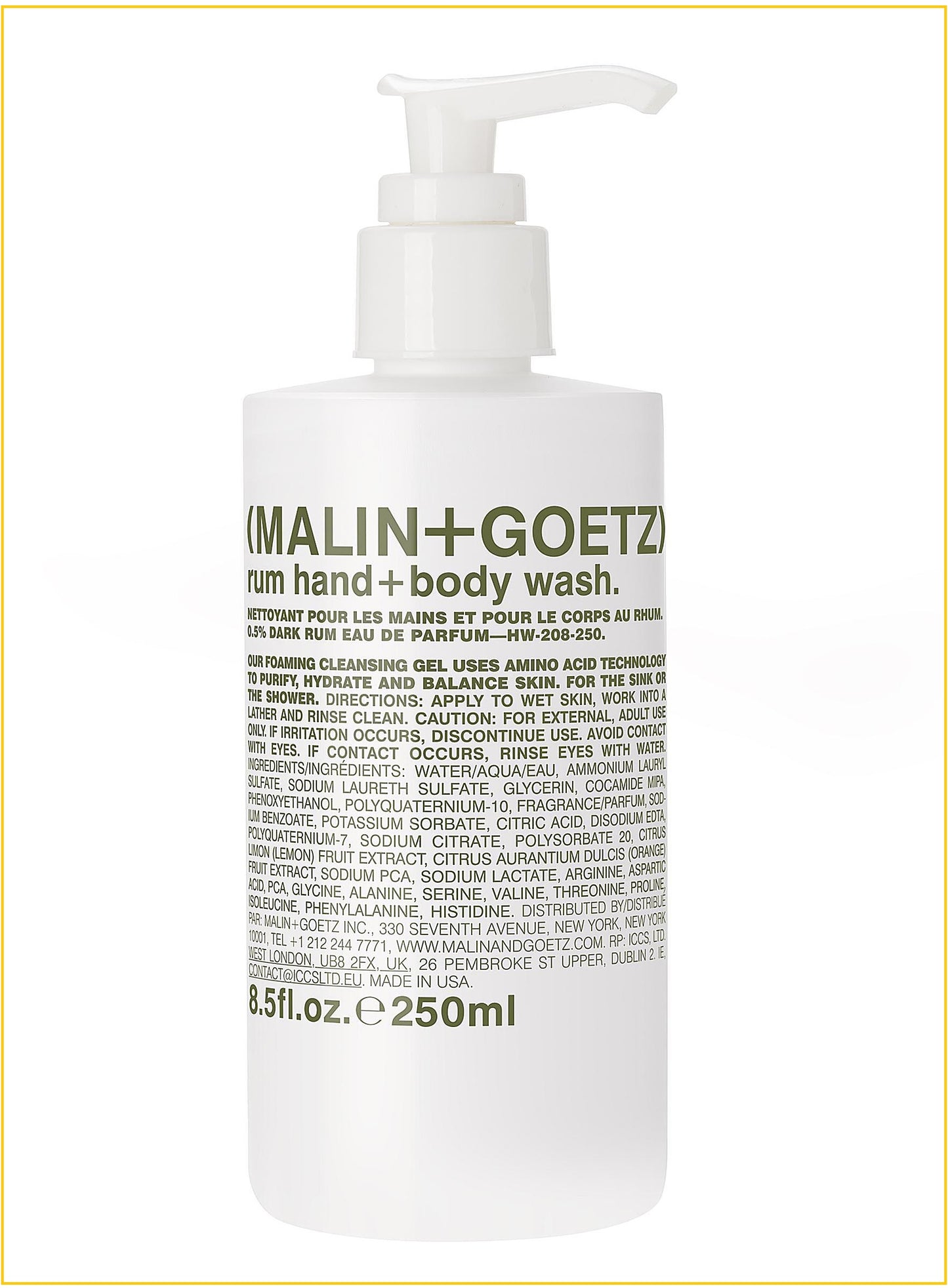 MALIN + GOETZ RUM HAND & BODY WASH 250ML 甜酒身體及手部潔膚露