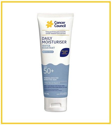 CANCER COUNCIL 澳洲防癌協會成人面部日常防曬藍色 DAILY MOISTURISER WATER RESISTANT SPF50+ 75ML