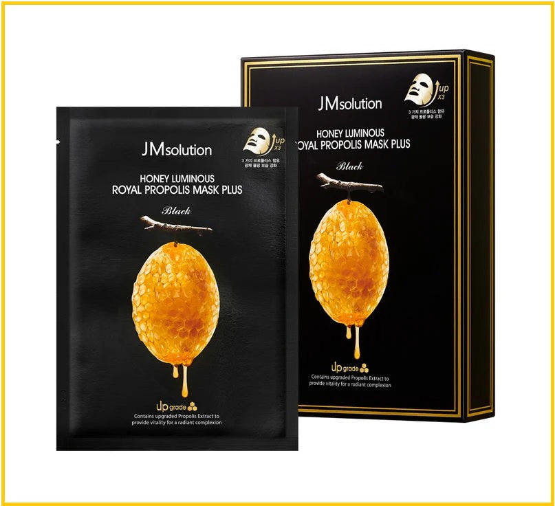 JM SOLUTION 肌司研蜜瑩潤蜂膠面膜10片裝 HONEY LUMINOUS ROYAL PROPOLIS MASK 10PCS
