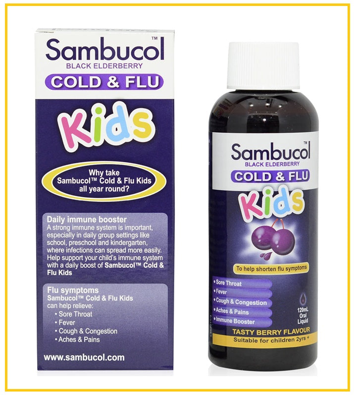 SAMBUCOL 黑接骨木兒童抗感冒糖漿 BLACK ELDERBERRY LIQUID FOR KIDS + VITAMIN C 120ML