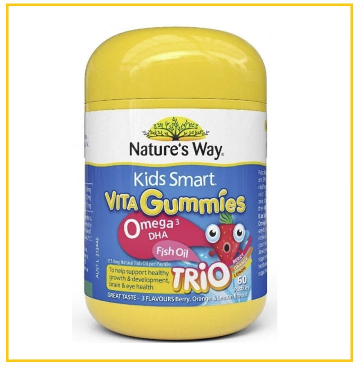 NATURE'S WAY 佳思敏透明魚油軟糖60粒 KIDS SMART VITA GUMMIES OMEGA-3 DHA FISH OIL 60 GUMMIES