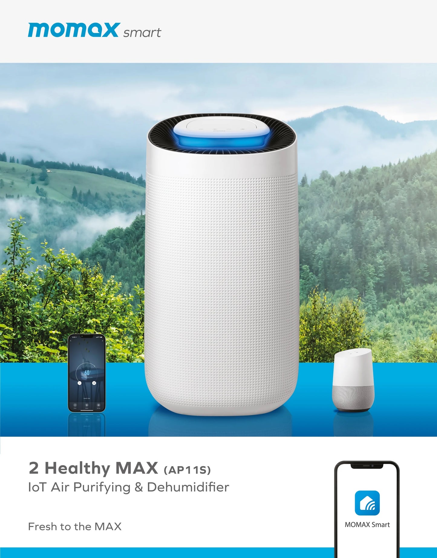MOMAX 2 HEALTHY MAX IOT AIR PURIFYING DEHUMIDIFIER AP11S 智能2in1空氣淨化抽濕機
