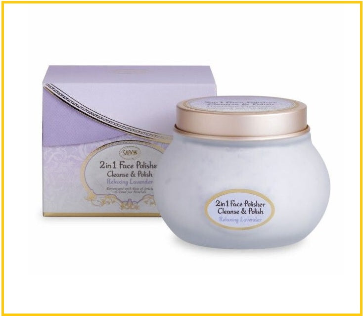 SABON RELAXING LAVENDER 2 IN 1 FACE POLISHER-CLEANSE & POLISH 200ML 薰衣草清新瑩亮2合1面部磨砂潔面霜