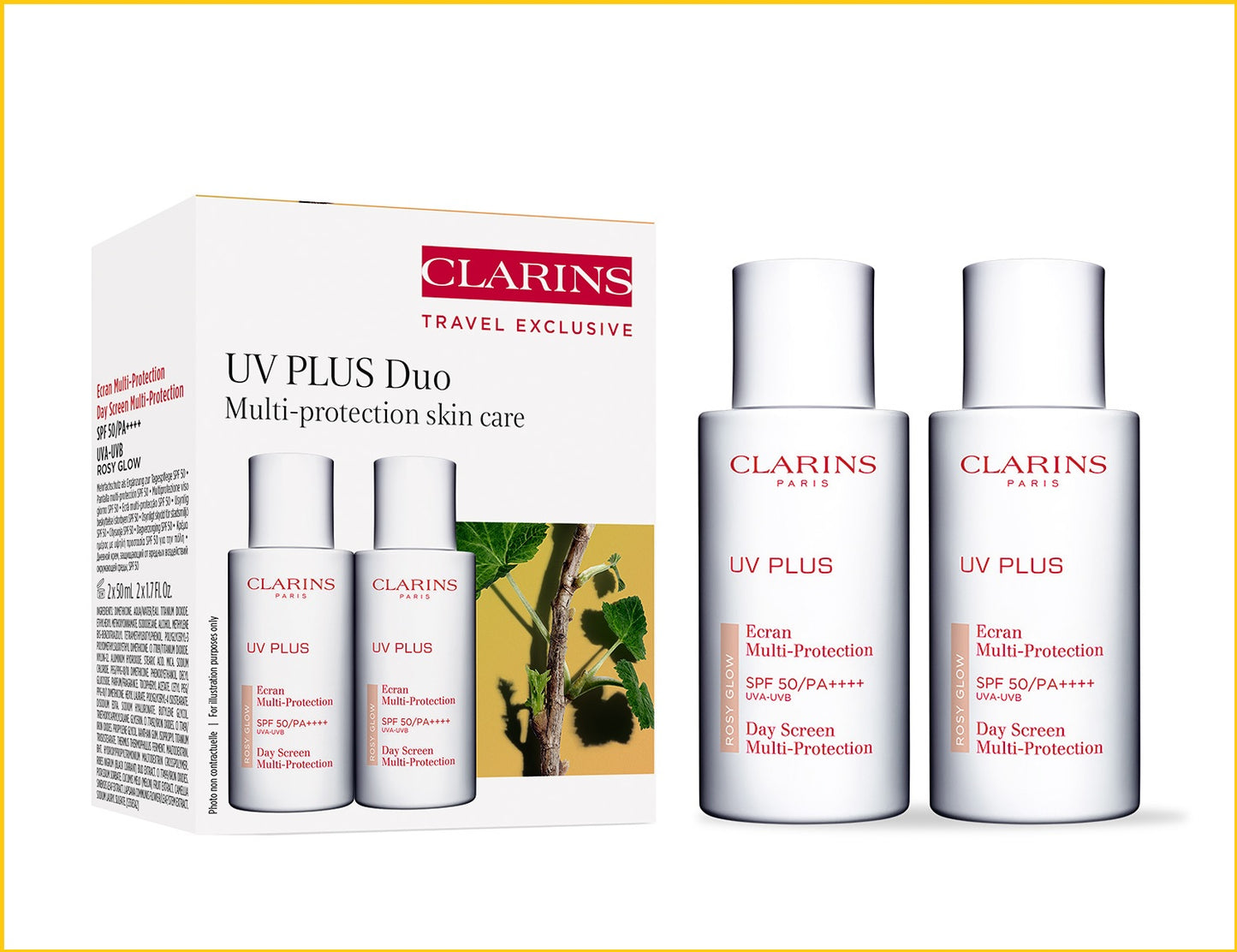 CLARINS 嬌韻詩輕透防曬霜兩支套裝 (粉紅色) UV PLUS ANTI-POLLUTION SPF50 #ROSY GLOW DUO SET 50ML X2