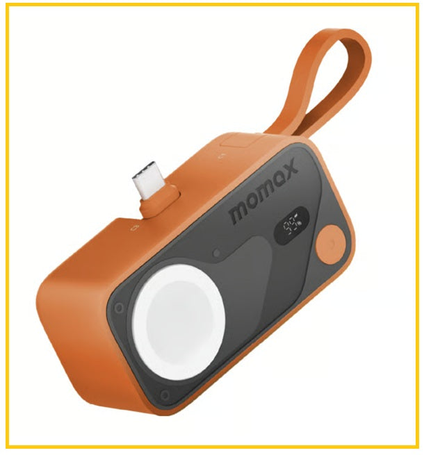 MOMAX 3合1流動電源配備快速充電器 1-POWER X PRO MINI⁺ 5000MAH INTEGRATED FOLDABLE USB-C PLUG AND BUILT-IN USB-C CABLE BATTERY PACK WITH APPLE WATCH FAST CHARGER #BLACK / #WHITE / #ORANGE IP170D / IP170W / IP170M