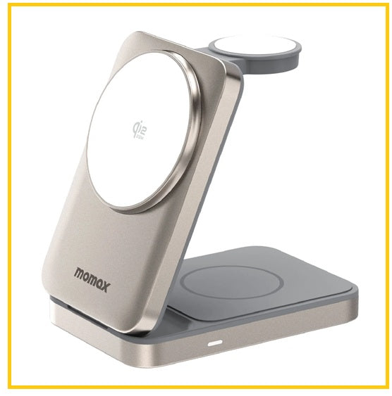 MOMAX 折疊三合一無線充電座 1-CHARGE Q.PORT² QI2 25W 3-IN-1 MAGNETIC WIRELESS CHARGING STAND UD36Q22UKL