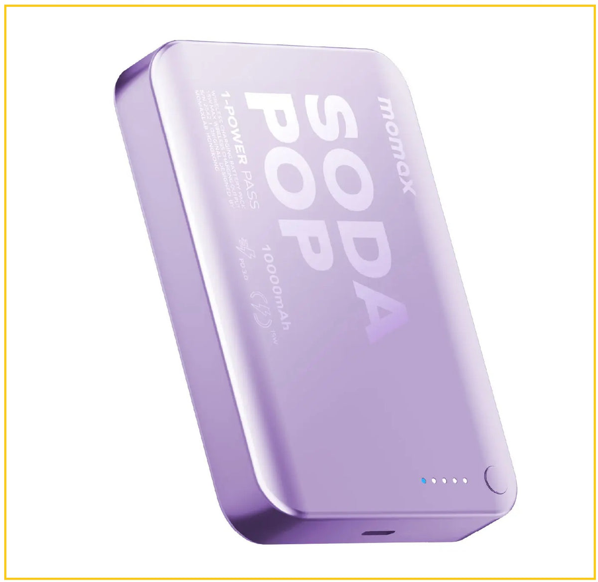 MOMAX 磁吸流動電源 1-POWER PASS 10000MAH MAGNETIC WIRELESS BATTERY PACK #SILVER / #PINK / #PURPLE IP166