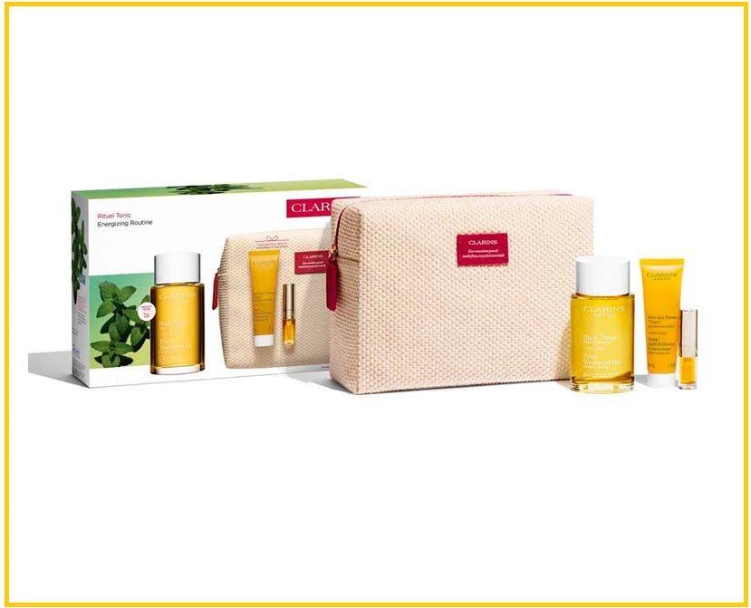 CLARINS 嬌韻詩身體護理油植物精油沐浴露護唇油套裝 TONIC VALUE PACK DUO SET