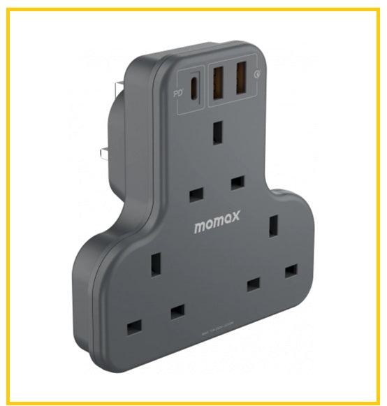 MOMAX 3位T型插座 ONEPLUG 3-OUTLET T-SHAPED EXTENSION SOCKET WITH USB US6UKW / US6UKE