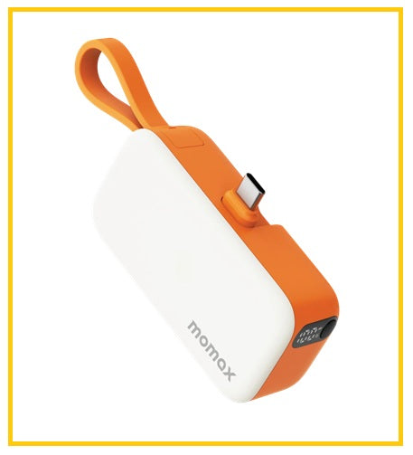 MOMAX 3合1流動電源 1-POWER MINI 5000MAH BUILT-IN FOLDABLE USB-C POWER BANK #WHITE / #BLACK / #GREEN / #BLUE / #ORANGE IP130W / IP130D / IP130G / IP130B / IP130M