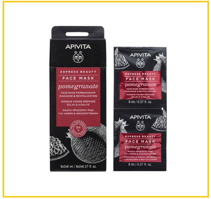 APIVITA 艾蜜塔紅石榴亮白活膚面膜 EXPRESS BEAUTY FACE MASK POMEGRANATE RADIANCE & REVITALIZATION 6X2X8ML