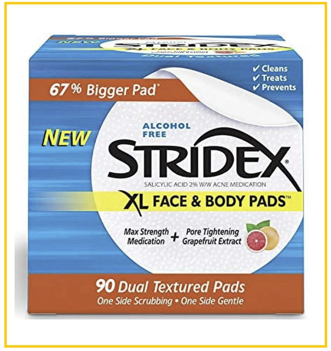 STRIDEX 施顏適水楊酸清潔祛痘身體棉片深藍2%濃度90片 XL BODY REFRESHING GRAPEFRUIT EXTRACT 90 PADS