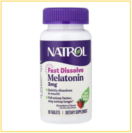 NATROL 褪黑素3MG睡眠速溶含片草莓味 FAST DISSOLVE MELATONIN STRAWBERRY FLAVOUR 3MG 90 CAPSULES