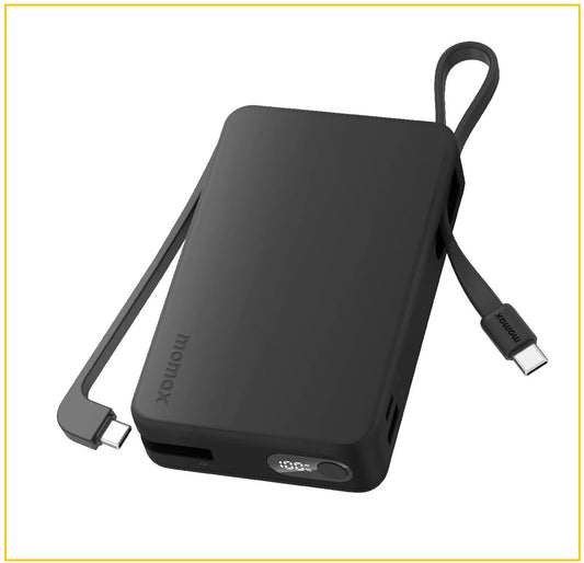 MOMAX 雙內建線流動電源 1-POWER VITAL+ POWER BANK 20000MAH WITH 2 BUILT-IN USB-C CABLES #BLACK / #WHITE IP139
