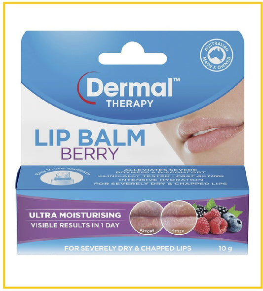 DERMAL THERAPY Anti-Cracking Lip Balm, Berry Flavor, 10g