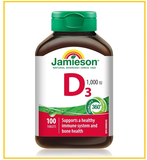 JAMIESON Vitamin D3 100 Tablets VITAMIN D3 1000IU 100 TABLETS