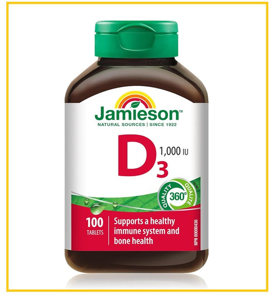 JAMIESON Vitamin D3 100 Tablets VITAMIN D3 1000IU 100 TABLETS