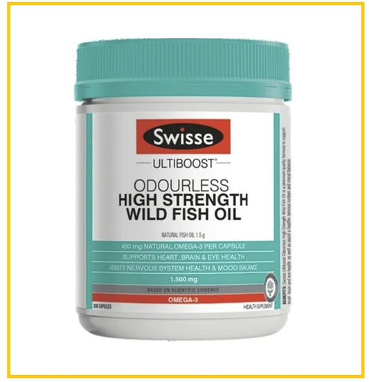 SWISSE 斯維詩無腥味高濃度野生魚油200粒 ODORLESS HIGH CONCENTRATION WILD FISH OIL 200 TABLETS