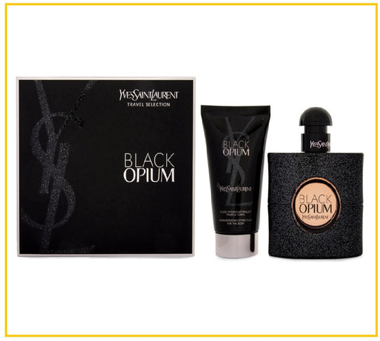YVES SAINT LAURENT 聖羅蘭黑鴉片濃香水身體旅行套裝 YSL BLACK OPIUM EAU DE PERFUME SPRAY AND BODY LOTION DUO SET