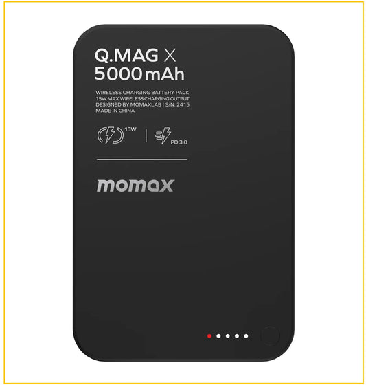 MOMAX 磁吸流動電源 5000MAH MAGNETIC WIRELESS BATTERY PACK 1-POWER Q.PASS #BLACK / #TITANIUM / #ORANGE IP116AS / IP116AS / IP116AS