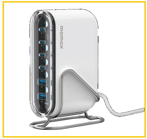 MOMAX 六輸出桌面充電器 1-CHARGE FLOW+ 6-PORT GAN CHARGER 120W UM55UKW