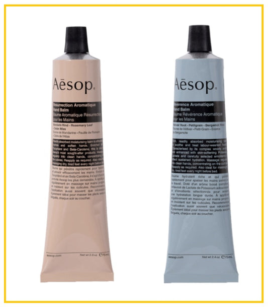 AESOP AROMATIQUE HAND BALM DUET RESURRECTION + REVERENCE HAND BALM DUO SET 75ML X2