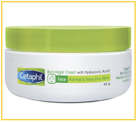 CETAPHIL 舒特膚透明質酸水潤保濕玻尿酸晚霜 RICH HYDRATING NIGHT CREAM 48G