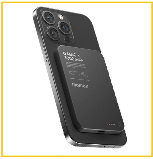 MOMAX 2合1內建伸縮充電線移動電源 Q.MAG X MAGNETIC WIRELESS POWER BANK 5000MAH GEN 2 #BLACK / #TITANIUM / #SANDSTONE / #PINK / #ORANGE IP116AD / IP116AE / IP116AL2 / IP116AP / IP116AM