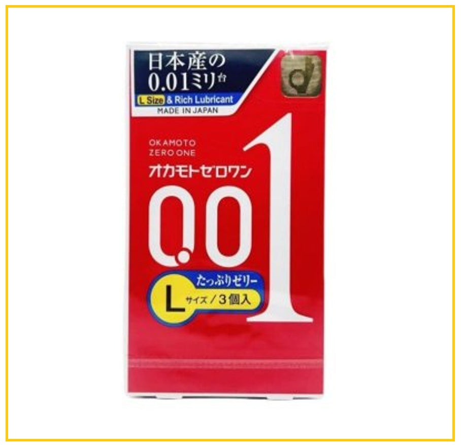 OKAMOTO 岡本001超薄避孕套安全套三隻套裝大號版 ZERO ONE CONDOMS 0.01MM L SIZE ULTRA THIN 3PCS PACK