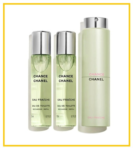 CHANEL CHANCE EAU FRAICHE TWIST & SPRAY REFILLABLE EDT DUO SET 20ML X3
