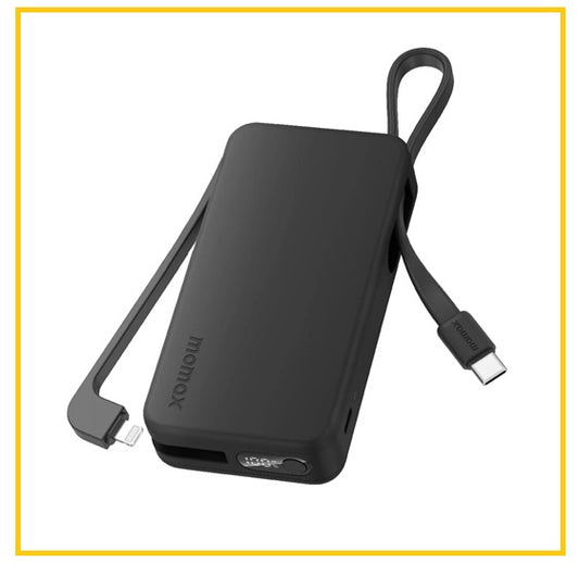MOMAX USB-C及LIGHTNING線流動電源 1-POWER VITAL+ POWER BANK 10000MAH WITH BUILT-IN USB-C AND LIGHTNING CABLE #BLACK / #WHITE IP138MFID / IP138MFIW