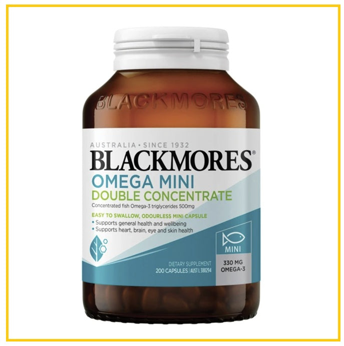 BLACKMORES 澳佳寶雙倍濃縮迷你魚油200粒 OMEGA MINI DOUBLE CONCENTRATE CONCENTRATED FISH OIL OMEGA-3 200 CAPSULES