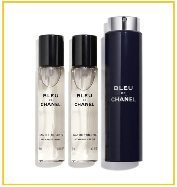 CHANEL 香奈兒組合男士蔚藍淡香水3件旅行套裝 BLEU DE CHANEL EAU DE TOILETTE TRAVEL SPRAY & TWO REFILLS DUO SET 20ML X3