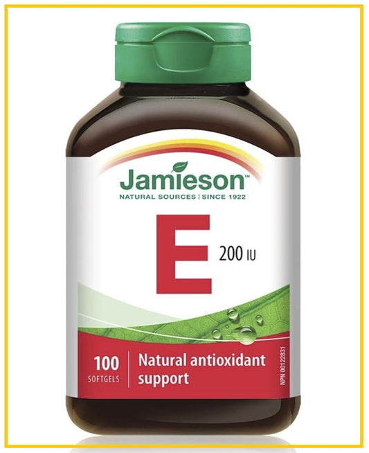 JAMIESON Vitamin E Softgels 100 capsules (NATURAL VITAMIN E 200 IU 100)