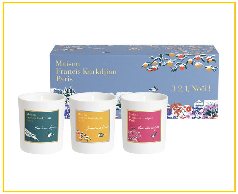 MAISON FRANCIS KURKDJIAN 庫爾吉安雪境冷杉玫瑰臨雪茉莉花蠟燭三件套裝 MFK HOLIDAY TRIO CANDLE SET
