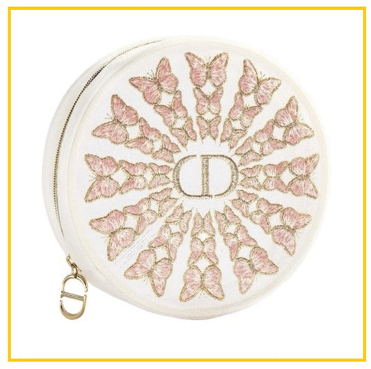 DIOR Embroidered Butterfly Mesh Makeup Bag Cosmetic Pouch
